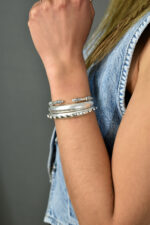 Bracelets Silver-Plated Spike Cuff Bracelet Eleven K Jewelry
