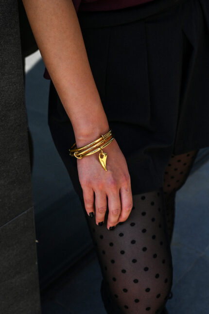 Bracelets AUREA – Triple Gold-Plated Bangle Bracelet with Horn Charm Eleven K Jewelry