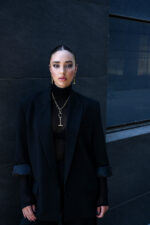Necklaces DEVA -Statement Lariat Necklace with Gold-Plated Chain & Two-Tone Oversized Hoops Eleven K Jewelry
