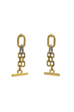 Earrings DEVA -Gold-Plated Statement Earrings with Chain and Two-Tone Bar Detail Eleven K Jewelry