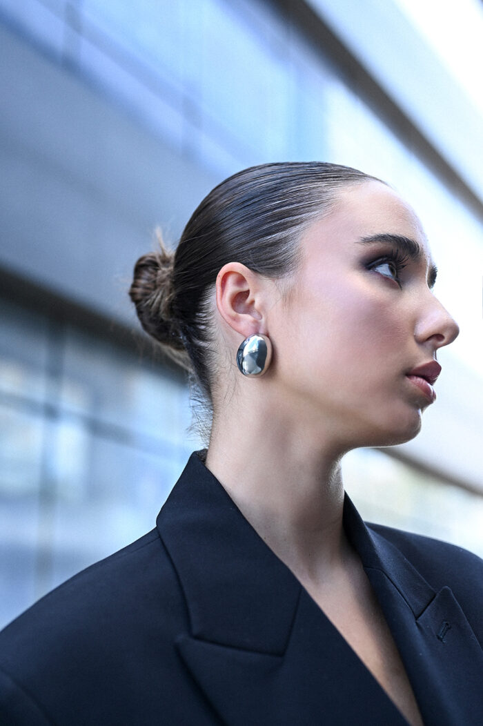 Earrings DOME – Polished Silver Bull Stud Earrings Eleven K Jewelry