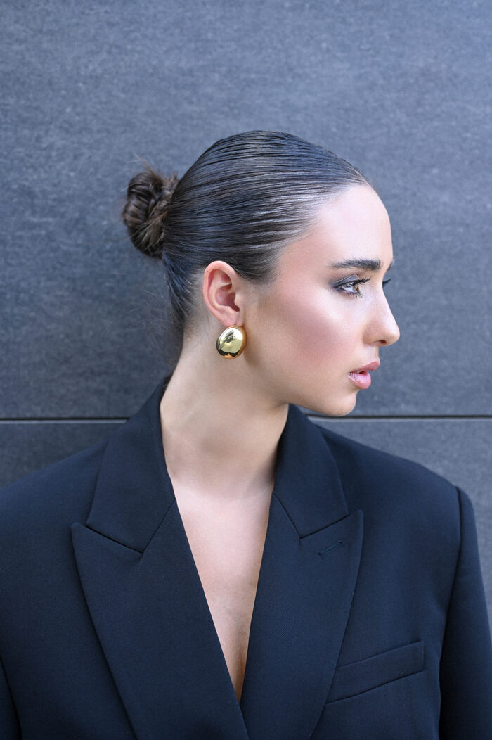 Earrings DOME -Polished Gold Bull Stud Earrings Eleven K Jewelry