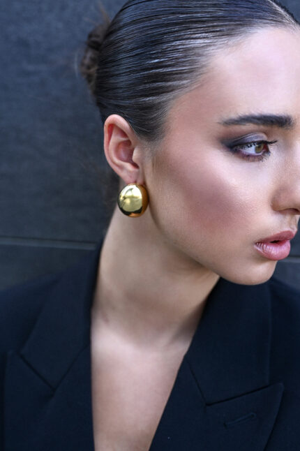 Earrings DOME -Polished Gold Bull Stud Earrings Eleven K Jewelry