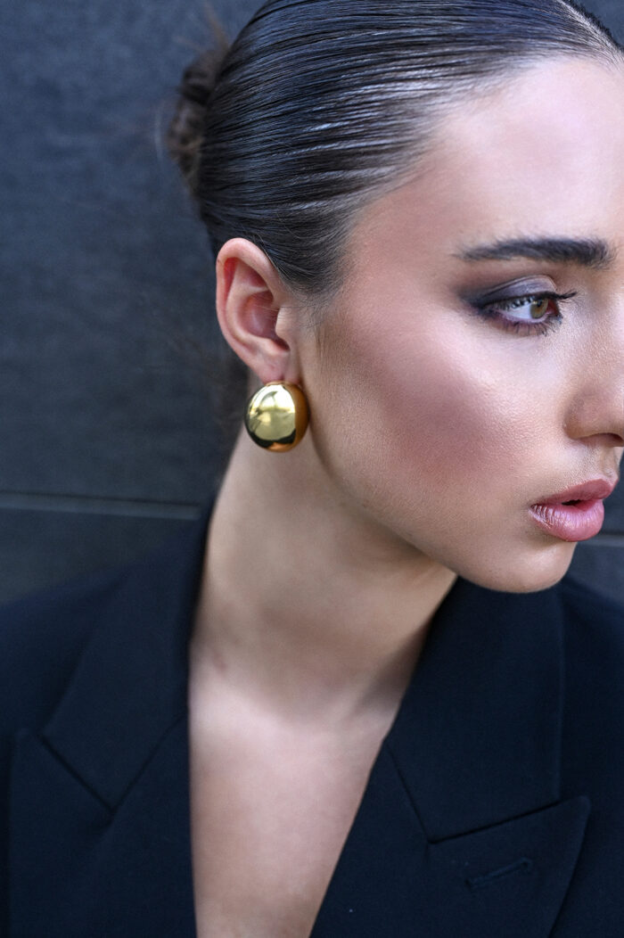Earrings DOME -Polished Gold Bull Stud Earrings Eleven K Jewelry