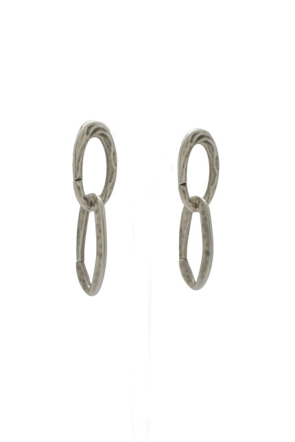 Earrings ORELLE -Hammered Silver-Plated Double Hoop Earrings Eleven K Jewelry