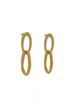 Earrings ORELLE -Hammered Gold-Plated Double Hoop Earrings Eleven K Jewelry