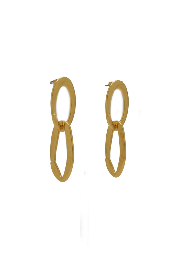 Earrings ORELLE -Hammered Gold-Plated Double Hoop Earrings Eleven K Jewelry