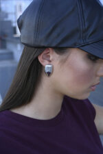 URBAN CODE VAULT – Σκουλαρίκια γεωμετρικά ασημί καρφωτά Eleven K Jewelry