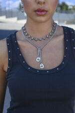 URBAN CODE RAGE – Ασημί κολιέ τσόκερ με spike σε rock chic ύφος Eleven K Jewelry