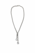 URBAN CODE RAGE – Ασημί κολιέ γραβάτα με κρεμαστά στοιχεία χειροπέδες Eleven K Jewelry