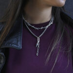 Necklaces DIVINE – Silver Necklace with Double Chunky Chain and Statement Pendant Eleven K Jewelry