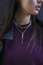 URBAN CODE REBEL – Ασημί κολιέ με chunky αλυσίδα και spike σε rock chic ύφος Eleven K Jewelry