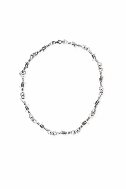 URBAN CODE REBEL – Ασημί κολιέ τσόκερ με ιδιαίτερη μεταλλική πλέξη σε rock ύφος Eleven K Jewelry