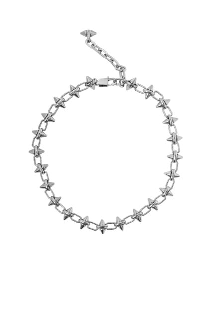 URBAN CODE RAGE – Ασημί κολιέ τσόκερ με spike σε rock chic ύφος Eleven K Jewelry