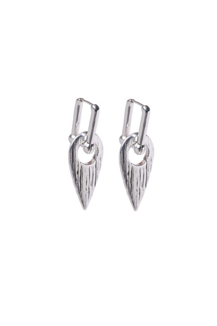URBAN CODE DIVINE – Ασημί σκουλαρίκια με μεταλλικό στοιχείο σε rock chic ύφος Eleven K Jewelry