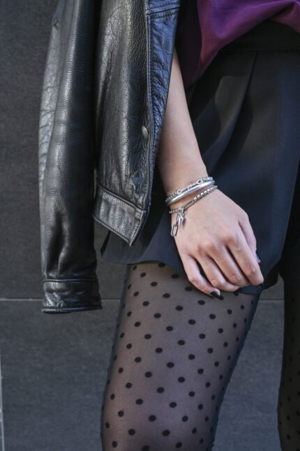 URBAN CODE REBEL – Ασημί βραχιόλι με μεταλλική twisted πλέξη σε urban chic ύφος Eleven K Jewelry