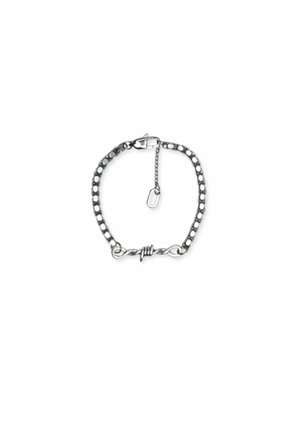 URBAN CODE REBEL – Ασημί βραχιόλι με μεταλλική twisted πλέξη σε urban chic ύφος Eleven K Jewelry