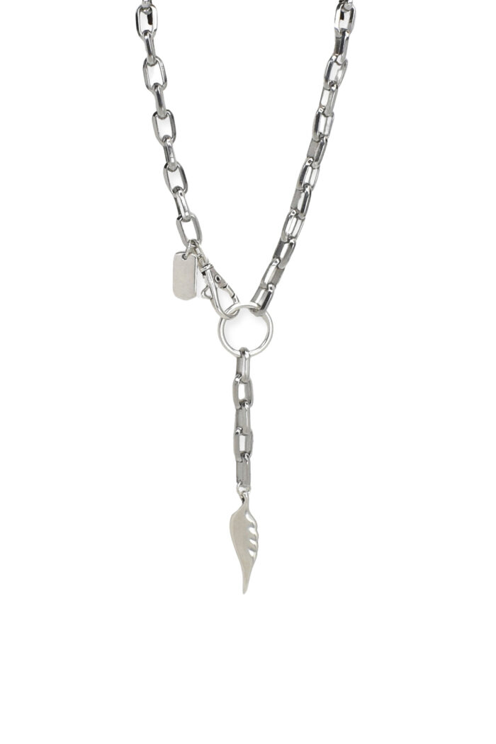 Necklaces SINNER – Silver Necklace with Chunky Chain and Angel Wing Pendant Eleven K Jewelry