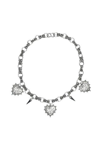 URBAN CODE CORE – Κολιέ ασημί με καρδιές και spike Eleven K Jewelry