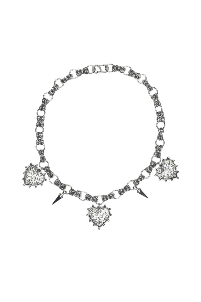 Necklaces CORE – Silver Necklace with Heart and Spike Details Eleven K Jewelry