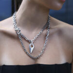 Necklaces REBEL – Silver Necklace with Chunky Chain and Spike Detail Eleven K Jewelry