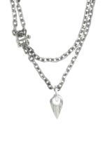 URBAN CODE DIVINE – Κολιέ με διπλή ασημί chunky αλυσίδα και statement στοιχείο Eleven K Jewelry