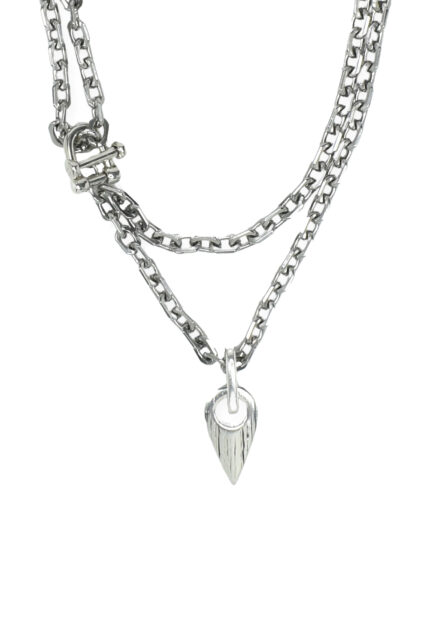 URBAN CODE DIVINE – Κολιέ με διπλή ασημί chunky αλυσίδα και statement στοιχείο Eleven K Jewelry