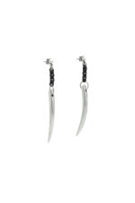 URBAN CODE HAVOC – Μακριά σκουλαρίκια με μαύρη αλυσίδα και ασημί κέρατο Eleven K Jewelry