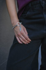 URBAN CODE SINNER – Βραχιόλι ασημί με chunky αλυσίδα και φτερό αγγέλου Eleven K Jewelry