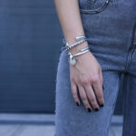 Earrings HAVOC – Long Silver Earrings with Black Chain and Horn Detail Eleven K Jewelry