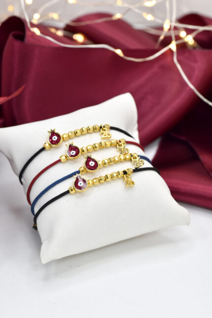 Βραχιόλια Γούρι 2026 χειροποίητο βραχιόλι με επίχρυσο ρόδι Eleven K Jewelry