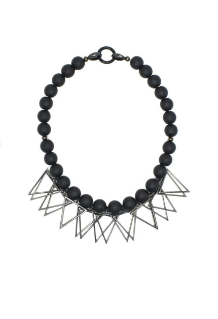 LEVEL K SHARD – Κολιέ μαύρο statement γεωμετρικό με τρίγωνα Eleven K Jewelry