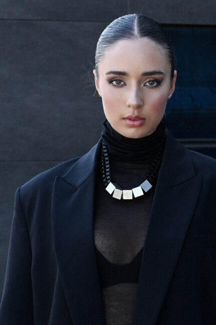 LEVEL K FORM – Γυναικείο μαύρο γεωμετρικό statement κολιέ με ασημί στοιχεία Eleven K Jewelry