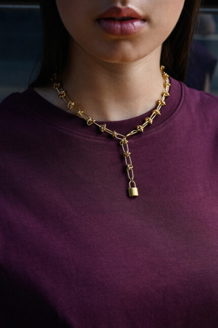 LEVEL K KNOT – Γυναικείο κολιέ αλυσίδα με λουκέτο από ανοξείδωτο ατσάλι Eleven K Jewelry