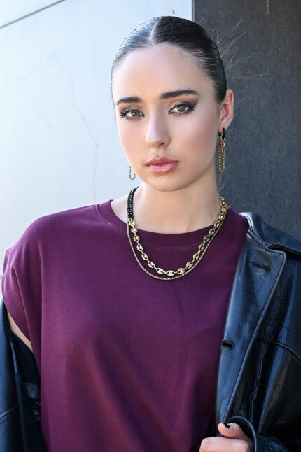 LEVEL K LINK – Γυναικείο κολιέ σε διχρωμία με μαύρη & διπλή χρυσή αλυσίδα Eleven K Jewelry