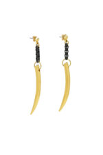 LEVEL K HAVOC – Μακριά σκουλαρίκια με μαύρη αλυσίδα και χρυσό στοιχείο Eleven K Jewelry