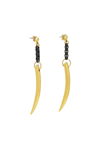 LEVEL K HAVOC – Μακριά σκουλαρίκια με μαύρη αλυσίδα και χρυσό στοιχείο Eleven K Jewelry