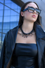 LEVEL K SHARD – Σκουλαρίκια μαύρα statement γεωμετρικά με τρίγωνα Eleven K Jewelry