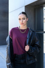 LEVEL K LINK – Γυναικεία σκουλαρίκια σε διχρωμία με μαύρο κρίκο & διπλή χρυσή αλυσίδα Eleven K Jewelry