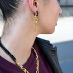 LEVEL K LINK – Γυναικείο κολιέ σε διχρωμία με μαύρη & διπλή χρυσή αλυσίδα Eleven K Jewelry