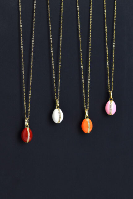 Necklaces Easter egg necklace with zircon stones and enamel Eleven K Jewelry