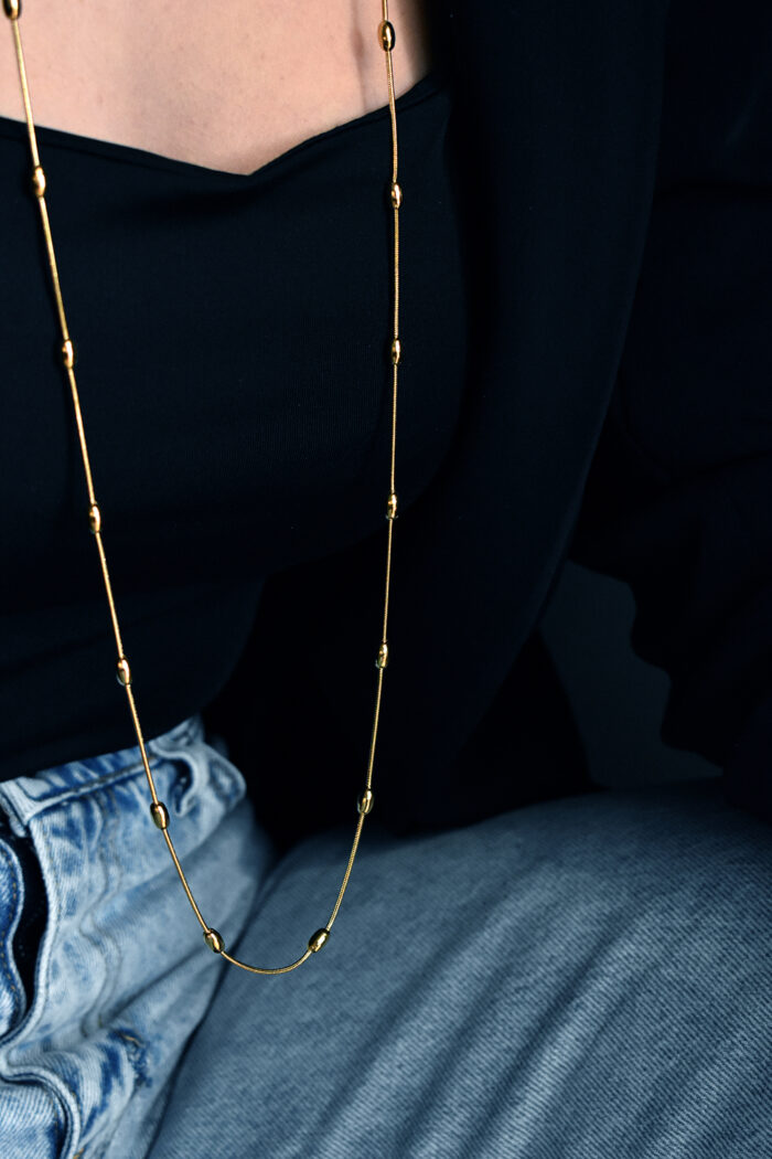 Eleven K Favorites Μακρύ κολιέ φίδι με σφαίρες από ατσάλι για layering Eleven K Jewelry