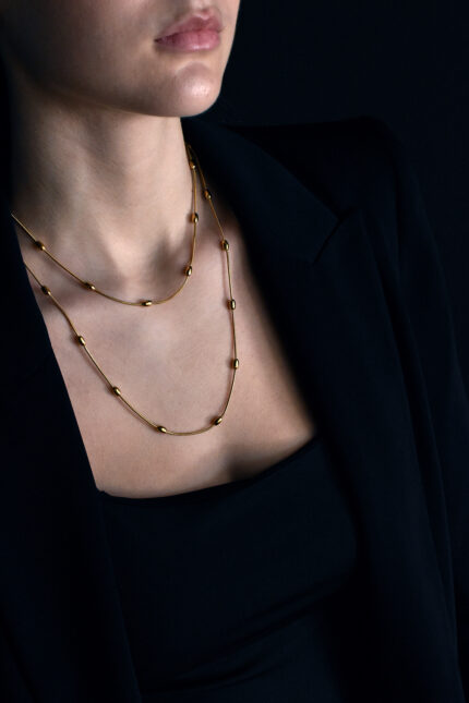 Eleven K Favorites Μακρύ κολιέ φίδι με σφαίρες από ατσάλι για layering Eleven K Jewelry