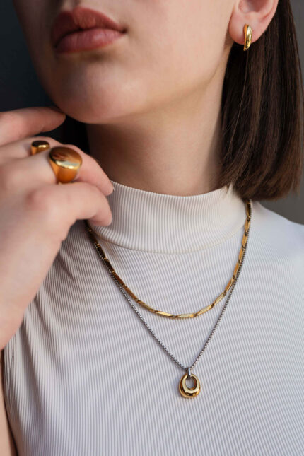 DUAL: The Capsule ERA – Δίχρωμο κολιέ με κρίκο και αλυσίδα Eleven K Jewelry
