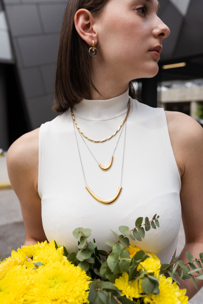 DUAL: The Capsule ARC Dual – Δίχρωμο σετ κολιέ με κυρτή μπάρα Eleven K Jewelry
