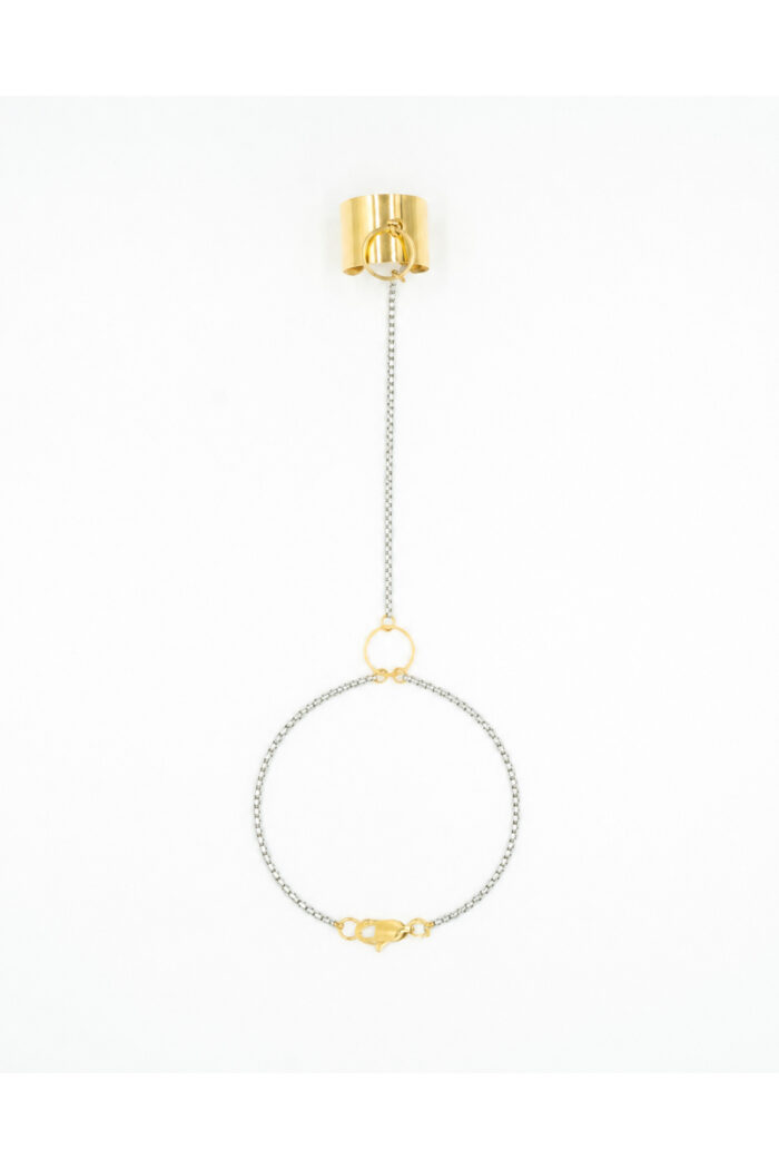 DUAL: The Capsule BOND – Δίχρωμο βραχιόλι-δαχτυλίδι hand chain με κρίκους και αλυσίδα Eleven K Jewelry