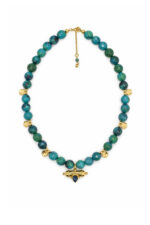 The Summer Edit Collection AZURA – Γυναικείο Κολιέ με Τυρκουάζ Πέτρες κι Επιχρυσωμένο Κρεμαστό με Σμάλτο Eleven K Jewelry