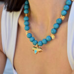 The Summer Edit Collection NAYA – Γυναικείο Κολιέ με Αιματίτη κι Επιχρυσωμένο Κρεμαστό Στοιχείο με Σμάλτο Eleven K Jewelry