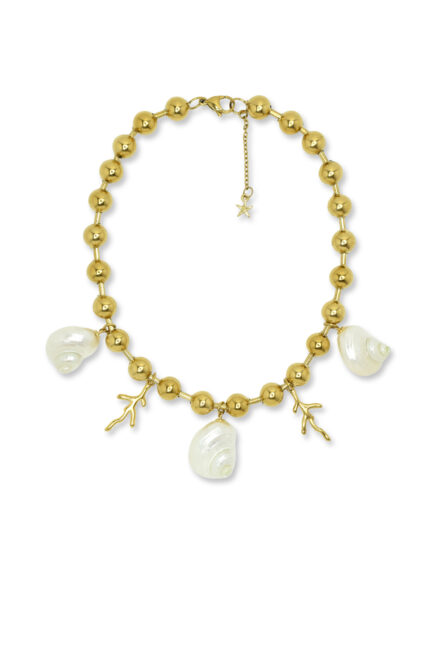 Eleven K -The Summer Edit Collection NEREA – Statement necklace with natural shells & gold-plated details Eleven K Jewelry