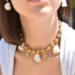 Eleven K -The Summer Edit Collection NAYA – Women’s gold hematite necklace with gold-plated enamel pendant Eleven K Jewelry